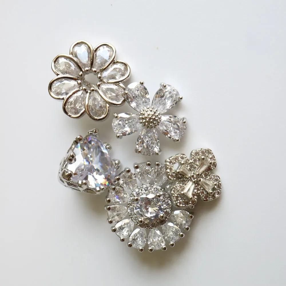 Boutons en cristal de luxe, 5 pièces/lot, bouton en zircone cubique pour manteau, couture décorative