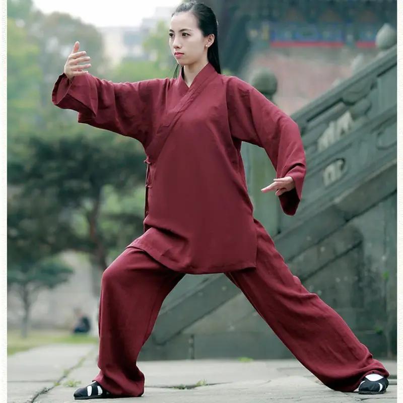 Vêtements TaiChi unisexes en lin et coton, vêtements d'entraînement respirants, vêtements d'arts mar