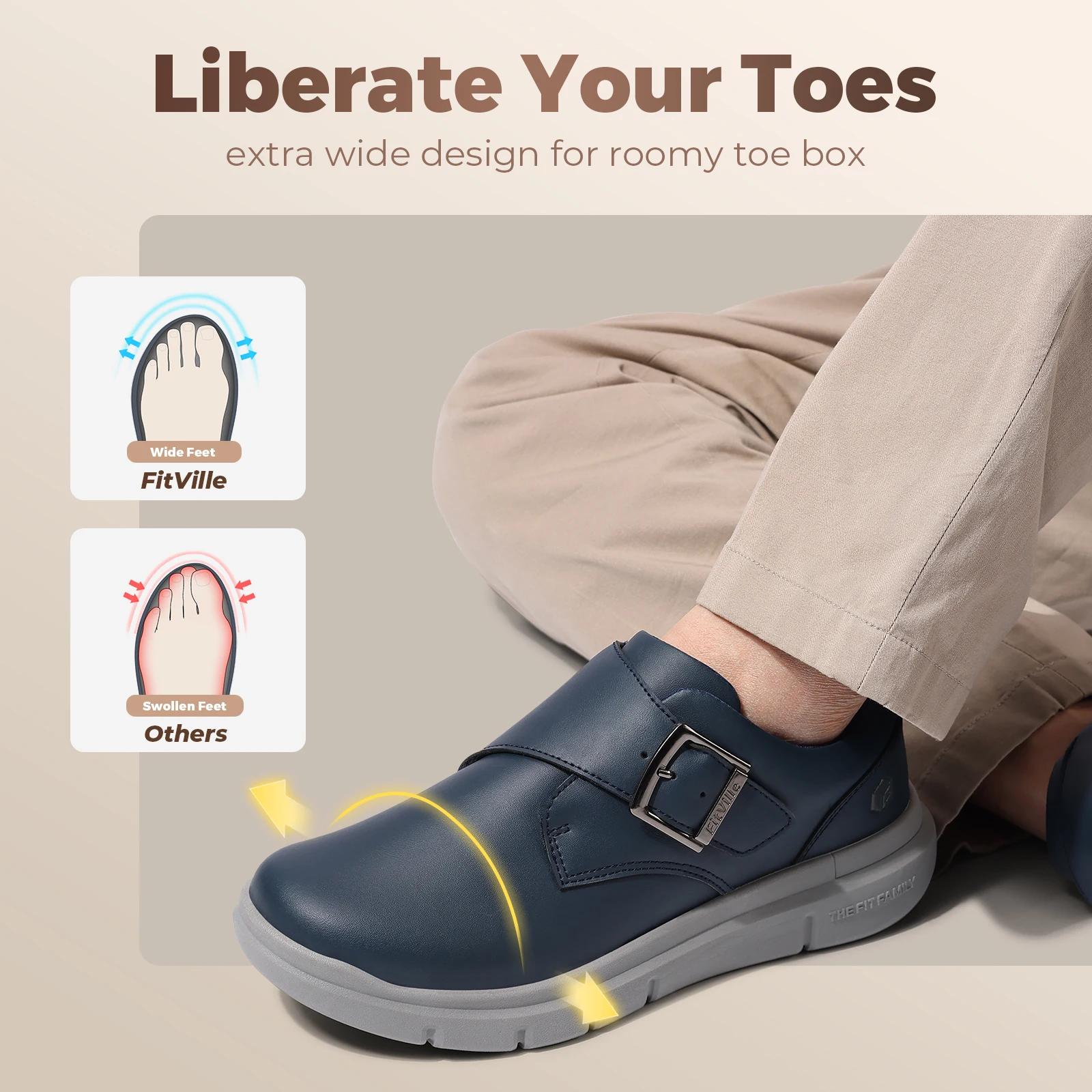Fittington chaussures de marche Extra larges pour homme diabétique pieds gonflés chaussures larges t