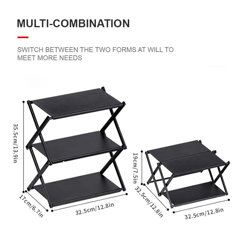 WESTTUNE Camping support à trois niveaux extérieur pliant étagère de rangement Portable organiseur d