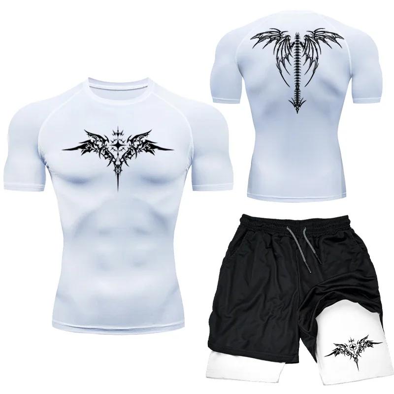 Nouveau MMA boxe Compression ensemble vêtements de Sport pour hommes séchage rapide Shorts de Sport
