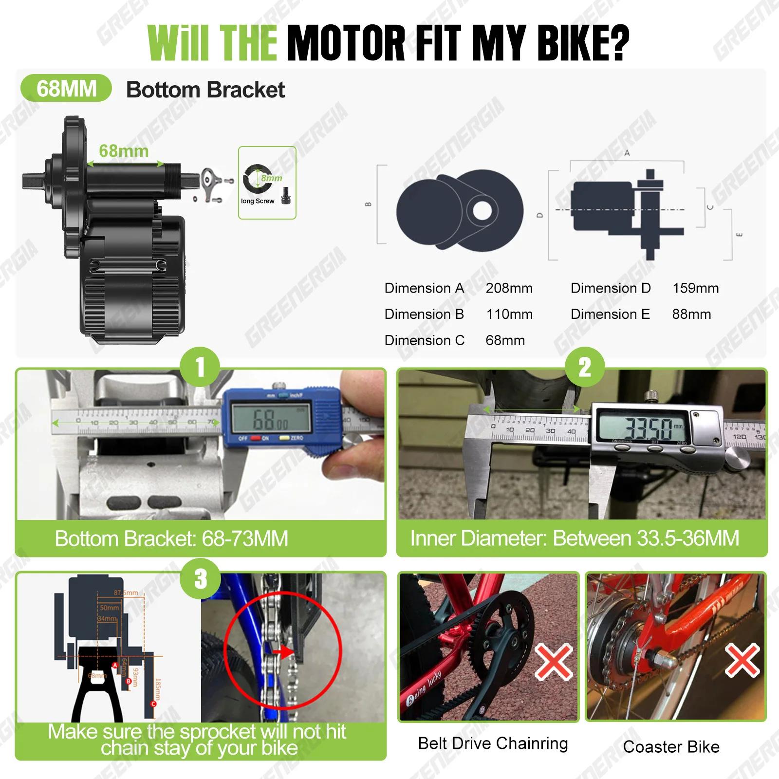 Bafang-kit de motorisation de vélo électrique 750W 48V, moteur 8fun à entraînement central dans le p