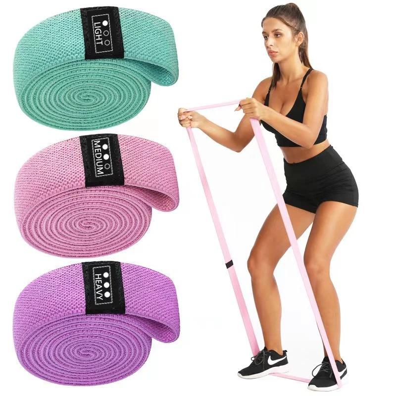 Lot de 3 bandes longues en tissu pour le travail - Accessoires d'exercice fitness gym entraînement musculaire