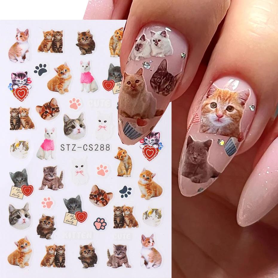 Joli chien chat Animal lapin 3D dessin animé coréen gribouillage Relief auto-adhésif Nail Art autoco