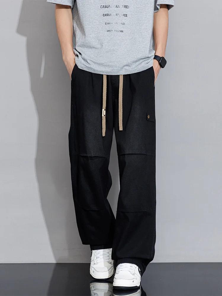 Jean cargo pour homme 2026 Nouvelle collection Printemps-Été, coupe large, en denim, style droit et