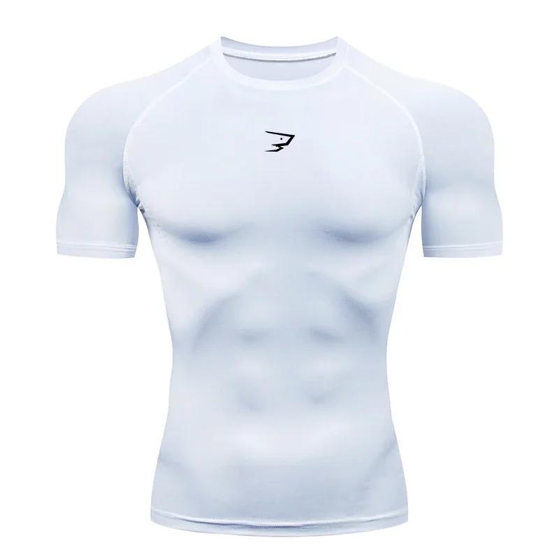 Hommes course Compression T-shirt à manches courtes Sport t-shirts Gym Fitness Sportshirts mâle Jogg