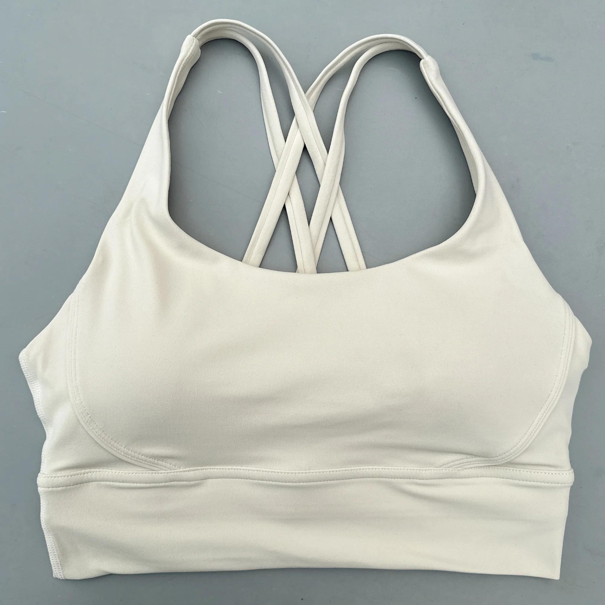 Soutien-gorge de Fitness pour femmes, couleur unie, dos croisé, collants, gilet de Yoga, haute résis