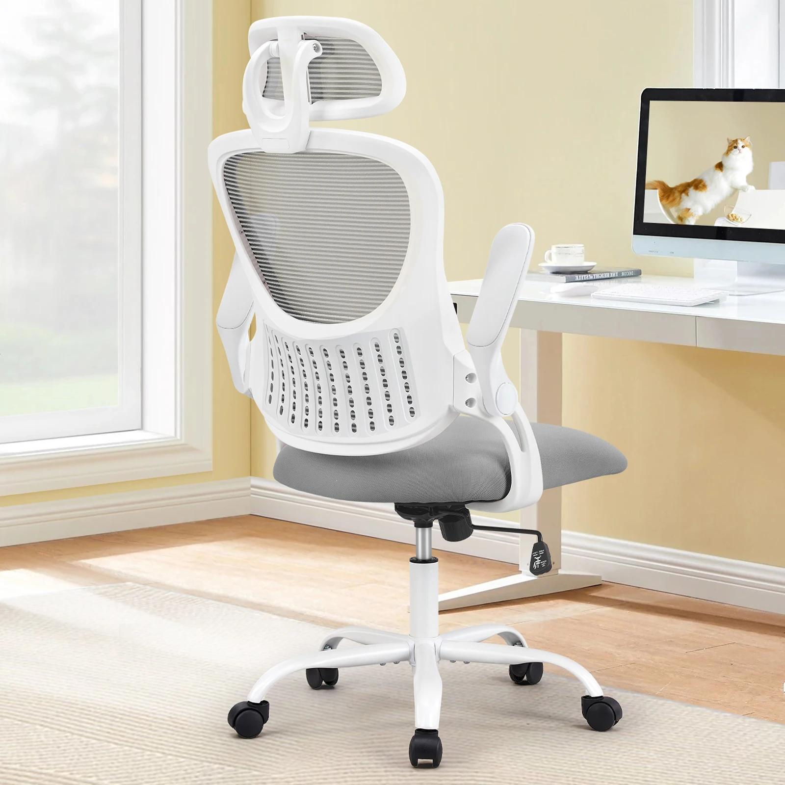 JHK – chaise de bureau ergonomique en maille, bras rabattables, appui-tête réglables, Support lombai