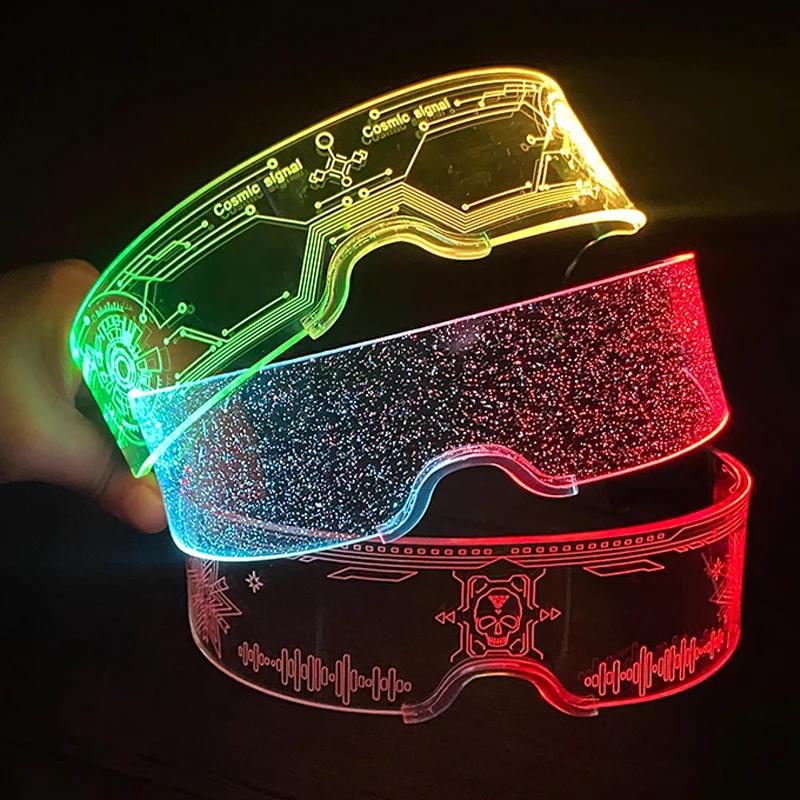 Lunettes de fête Shoous LED en acrylique, lunettes lumineuses, visière lumineuse au néon, lunettes d