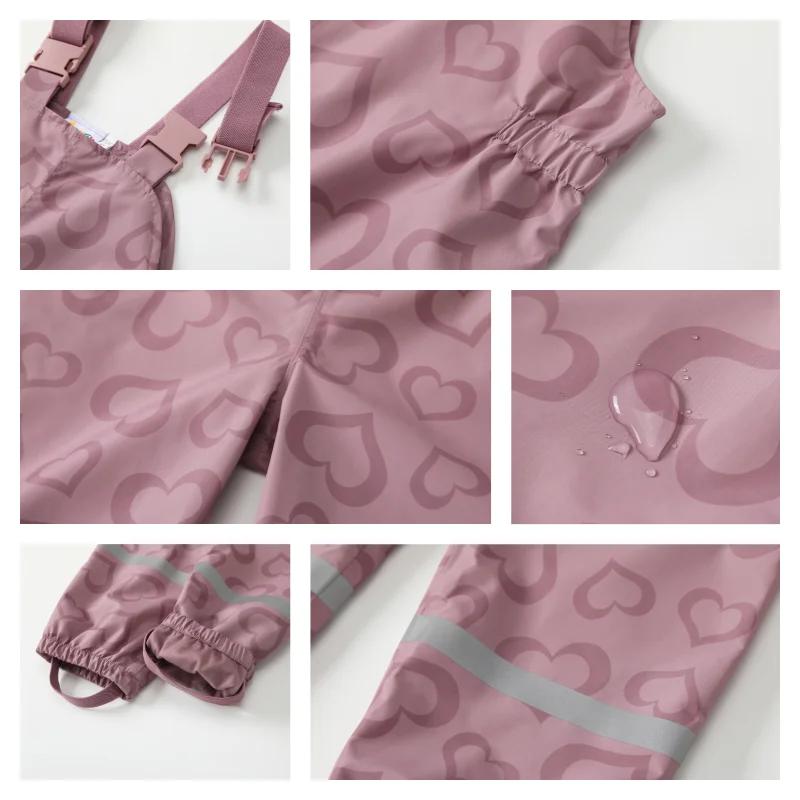 HONEYKING enfants pantalons de pluie imperméables combinaisons pour bébés filles salopette pantalons