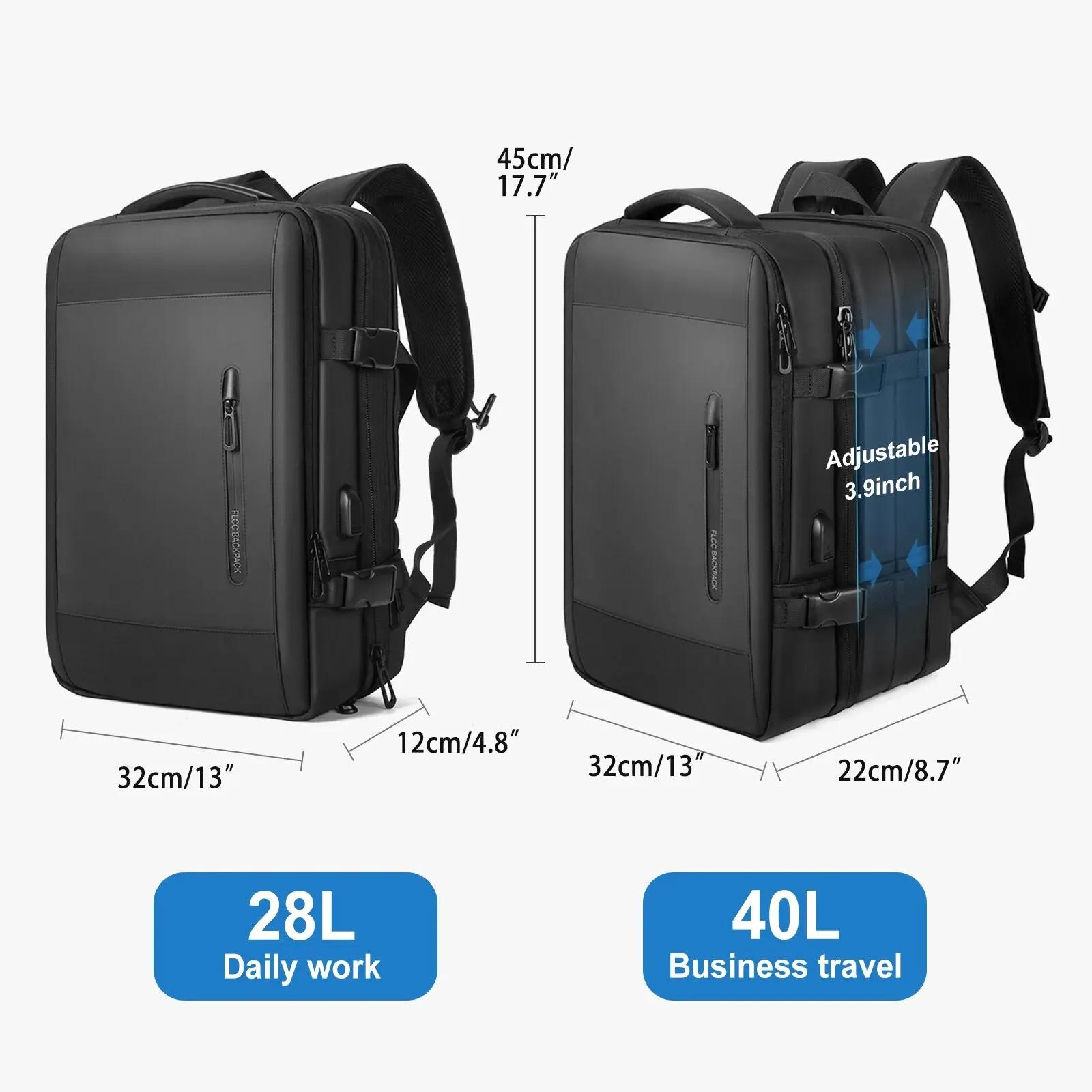 Likros hommes sac à dos voyage d'affaires sac à dos à main étanche extensible sacs à dos grande capa