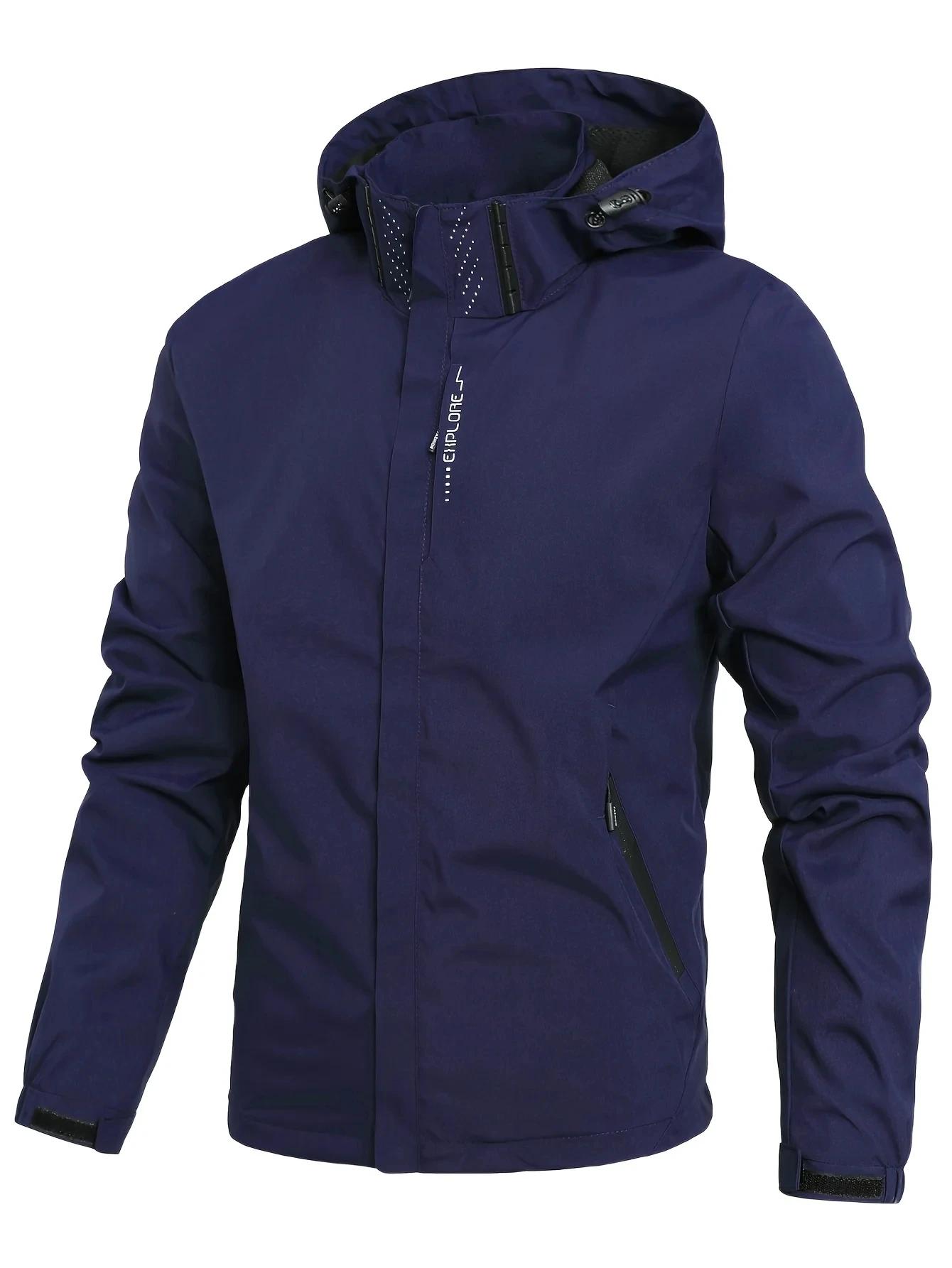 Veste de pluie imperméable légère pour hommes, imperméable d'extérieur à capuche, veste coupe-vent d