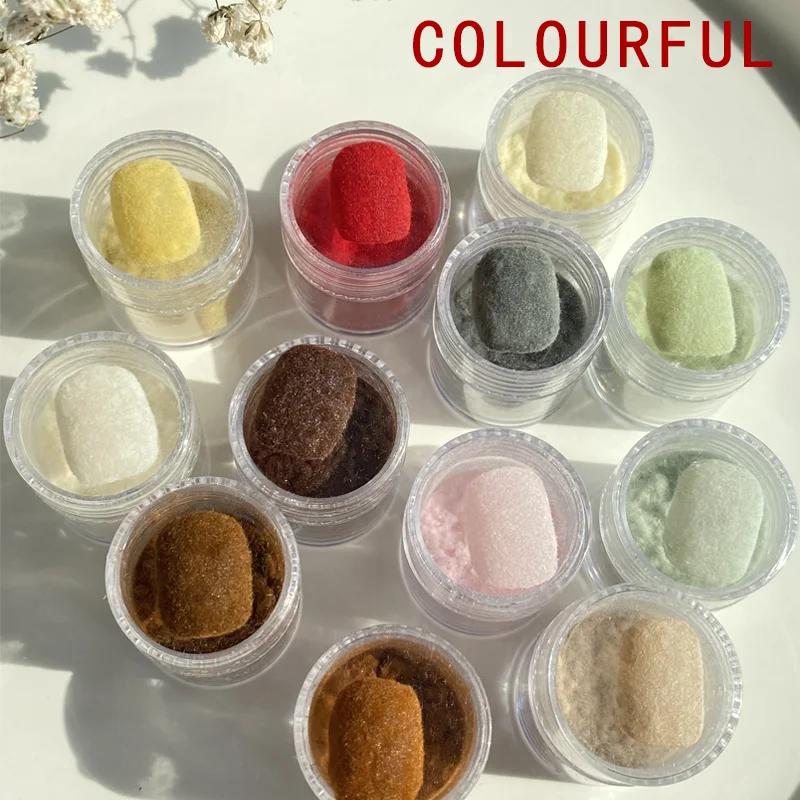 TSZS nouveau 12 couleurs flou flocage velours poudre à ongles hiver bleu rose blanc velours poudre à