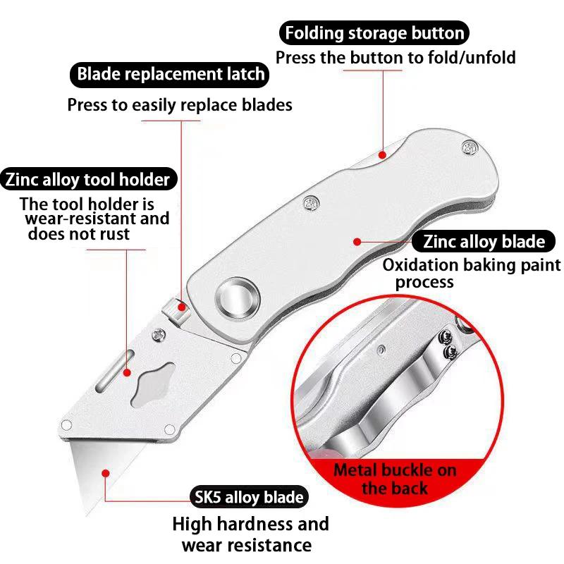 Couteau utilitaire pliant, manche en aluminium et plastique, coupe-câble de poche, lame de couteau p