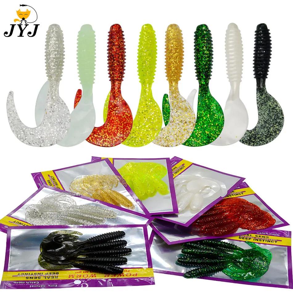 JYJ 10 cm 8.5g 5 pièces/sac leurre artificiel souple grub ver appât, longue queue tordue wobbler swi