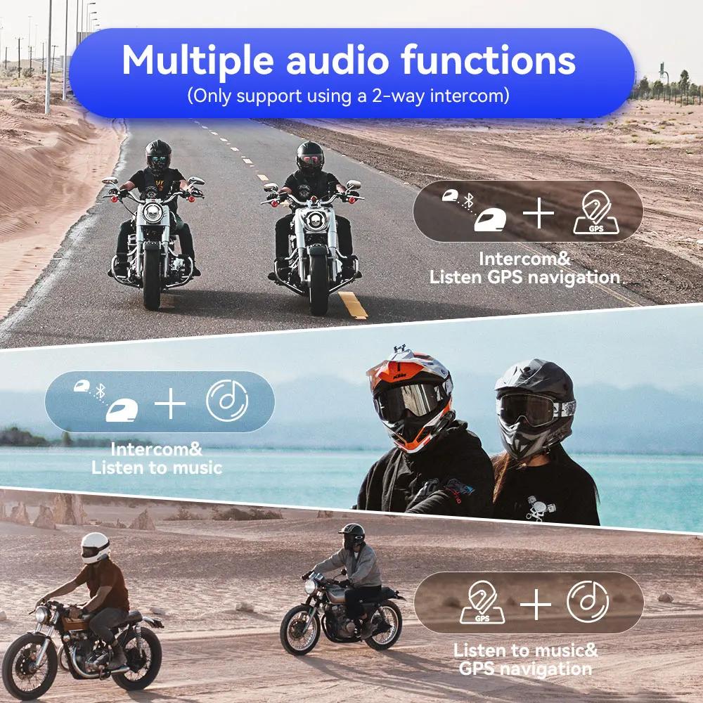 Lexin LX-GTX Intercom Moto 2 Casques Bluetooth pour moto, appareil de communication pour casque, Int