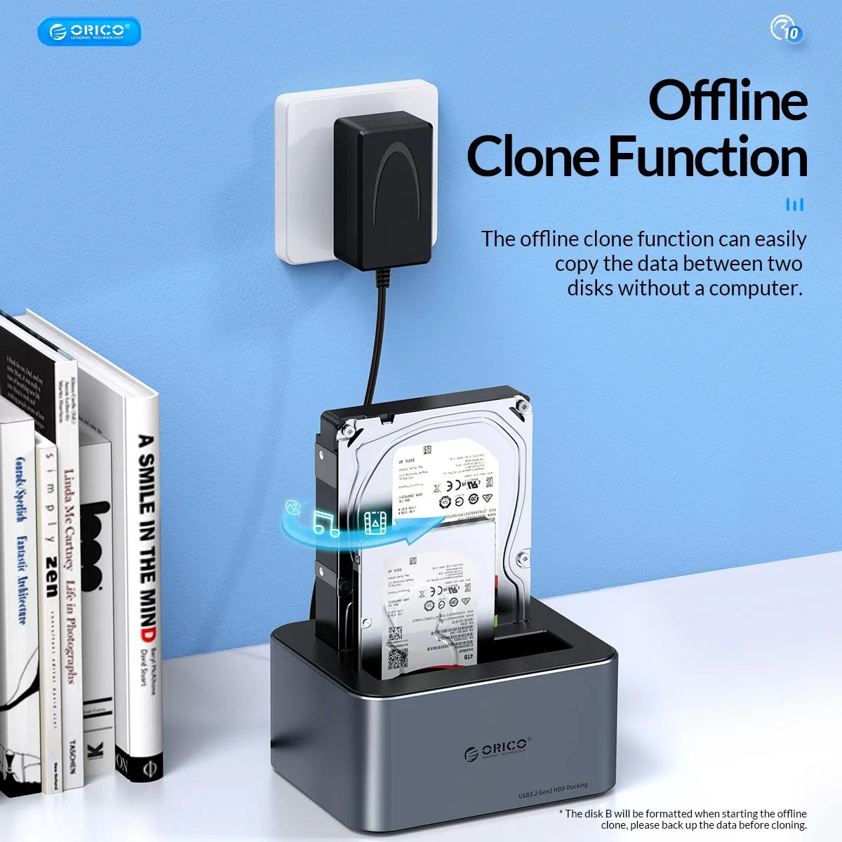 ORICO-Station de disque dur en aluminium pour touristes, type-c, 10Gbps, avec clone hors ligne, boît