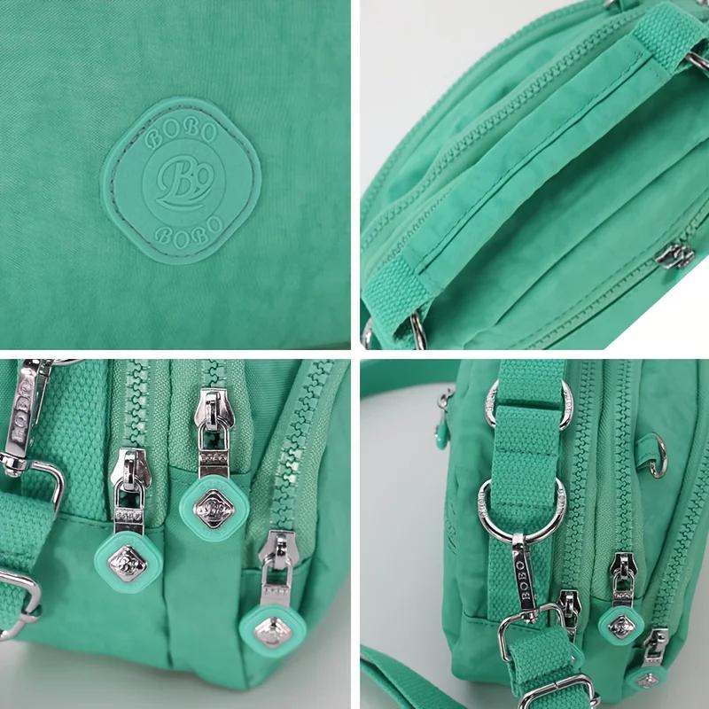 Sac à bandoulière en nylon multi-poches pour femme, sac à main à la mode avec bandoulière amovible.