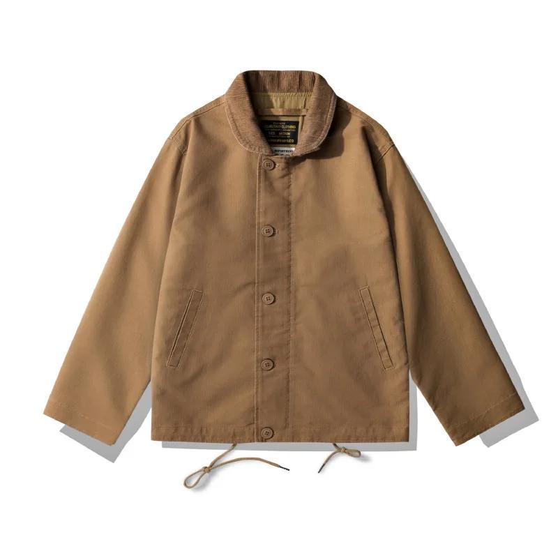 JUNGLE CROSS 11.5oz OKONKWO Veste De Pont N-1 Marine Veste Col Montant Manteau Amekaji 100% Coton Au