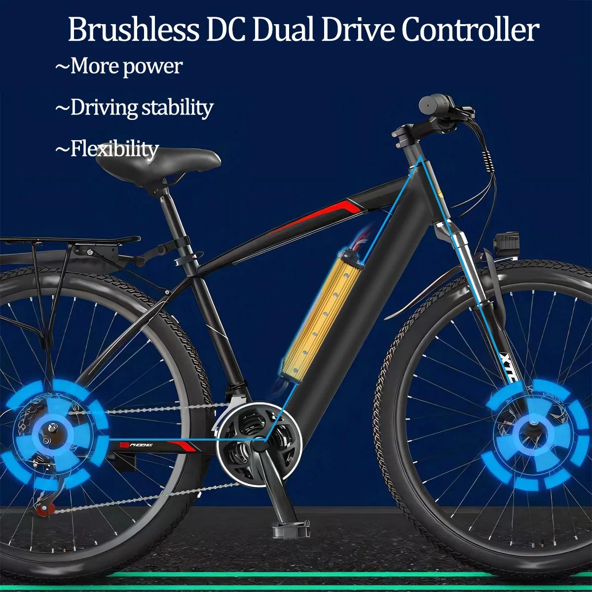 Contrôleur BLDC JRAHK 36V-60V pour vélo électrique - Onde sinusoïdale double entraînement 350W-2000W