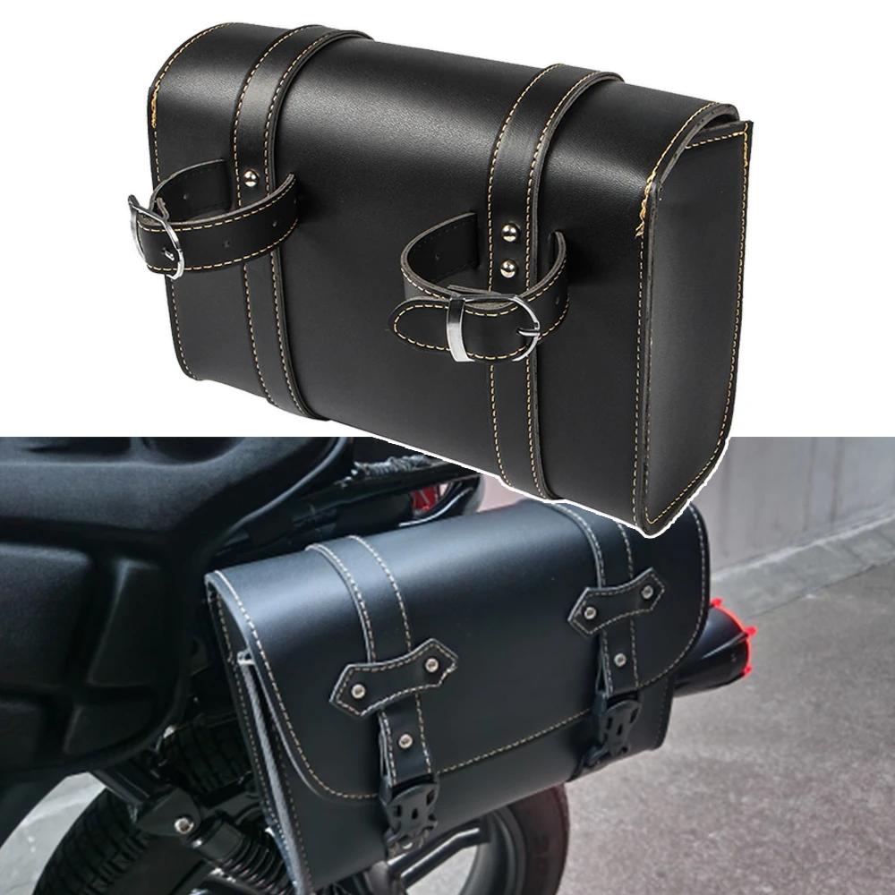 Sacoche de Moto modèle côté en cuir PU, sac de selle de bagages, pochette de rangement pour outils p