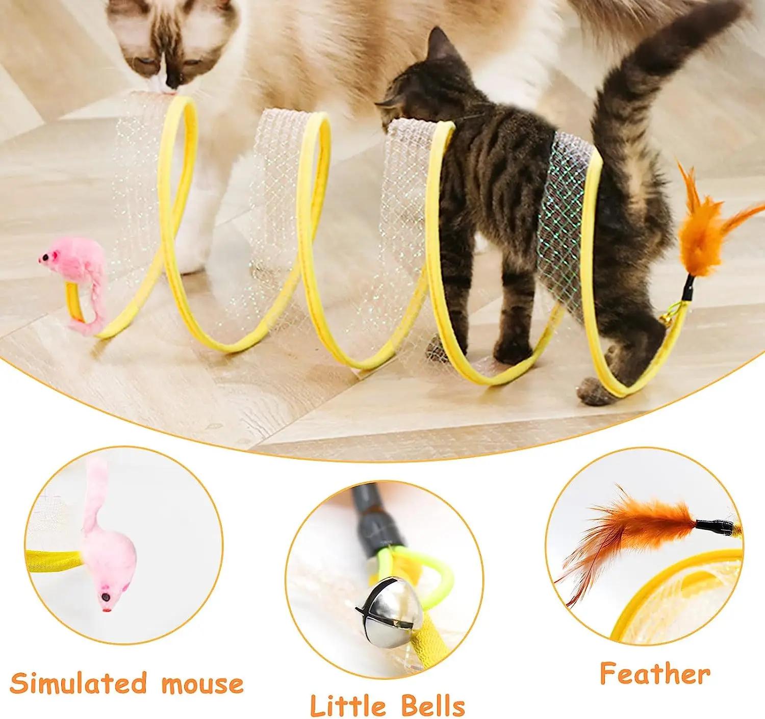 Tunnel Pliant de Type S pour Chat, Jouet de Printemps, Souris, Ikand Froissé, Extérieur, Chaton, Ani