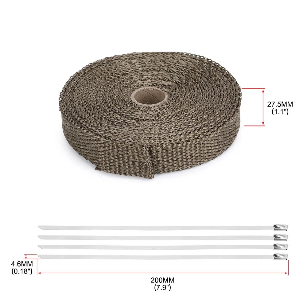 Bande d'enveloppe thermique en titane pour tuyau d'échappement, 1 "/25MM 5/10M/15M, avec attaches de