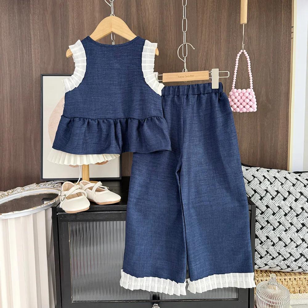 Bear Leader – vêtements pour enfants, Version coréenne, costume en Denim Imitation bleu pour filles,