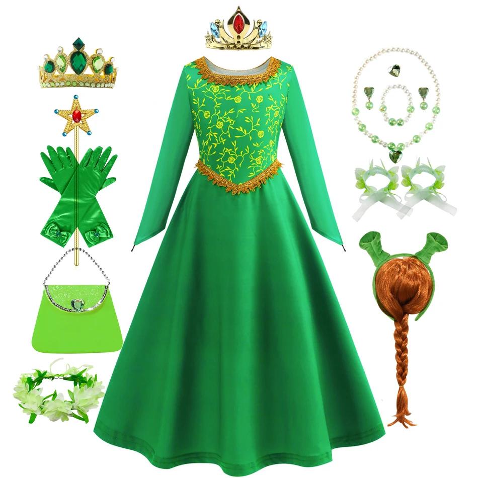 Fiona robe Halloween Shrek Cosplay fantaisie habiller vert princesse Costume enfants robe élégante e