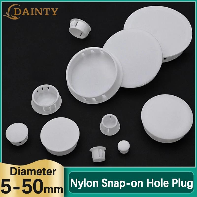 Couvercle de bouchon rond en Nylon blanc à trou encliquetable, couvercle de câble mural de bureau, t