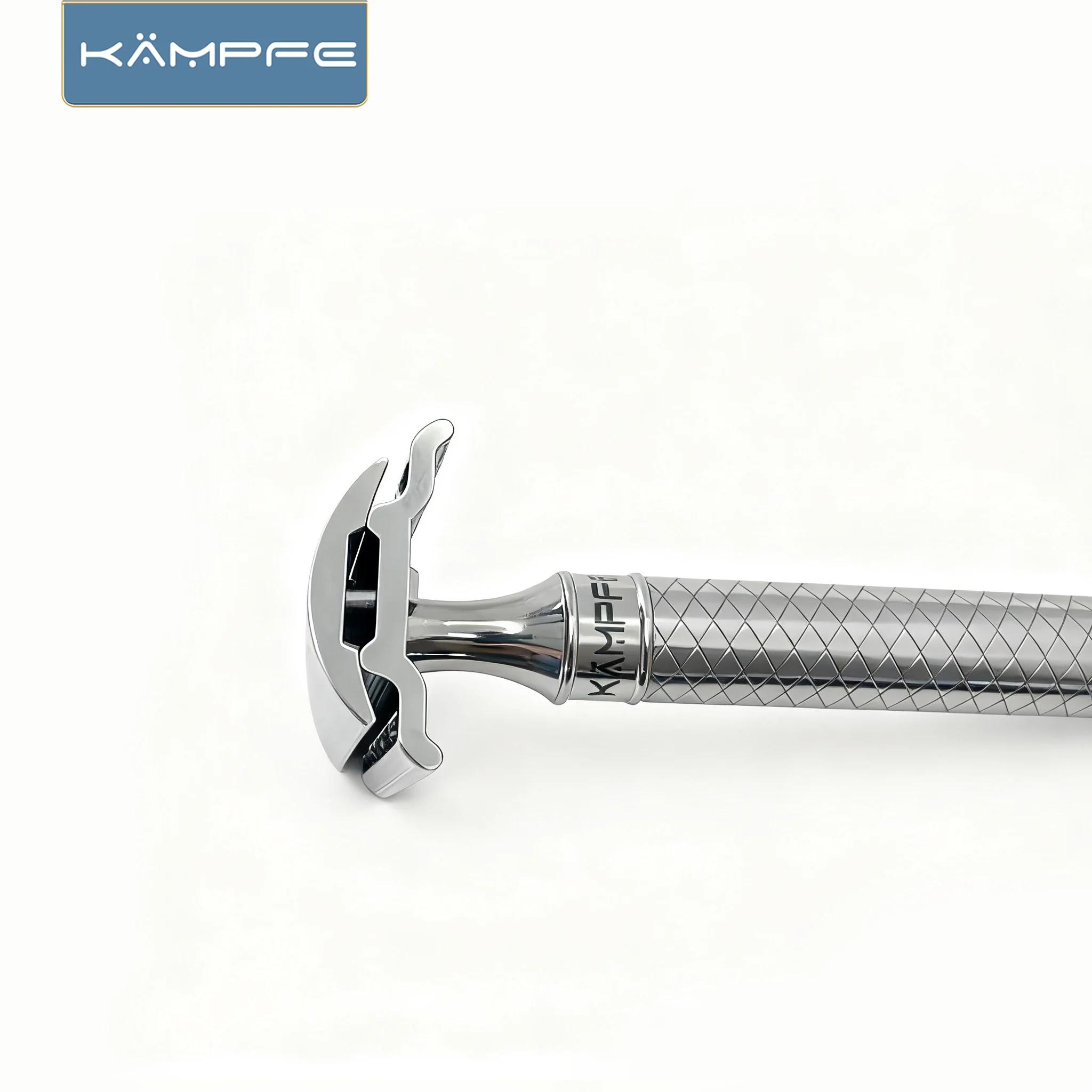 Rasoir de sécurité KAMPFE en acier inoxydable CNC, rasage lisse, outil manuel à double tranchant pou