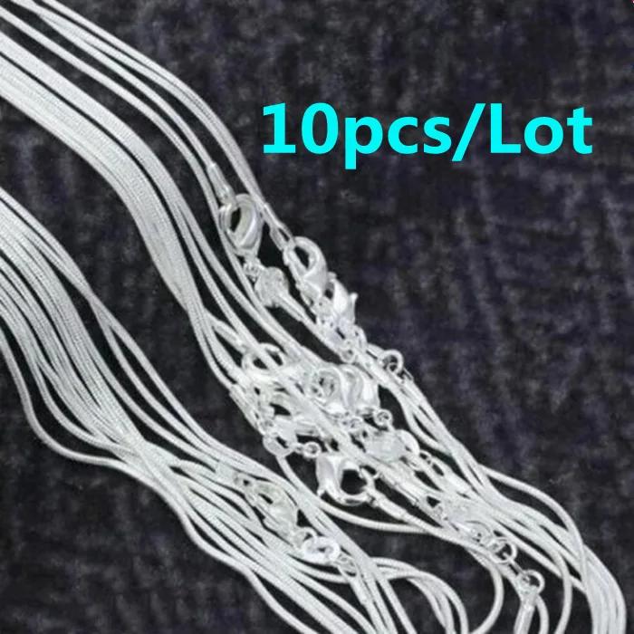 Collier chaîne serpent en argent sterling 925, 1MM, pour femmes et hommes, 16-30 pouces, à la mode,