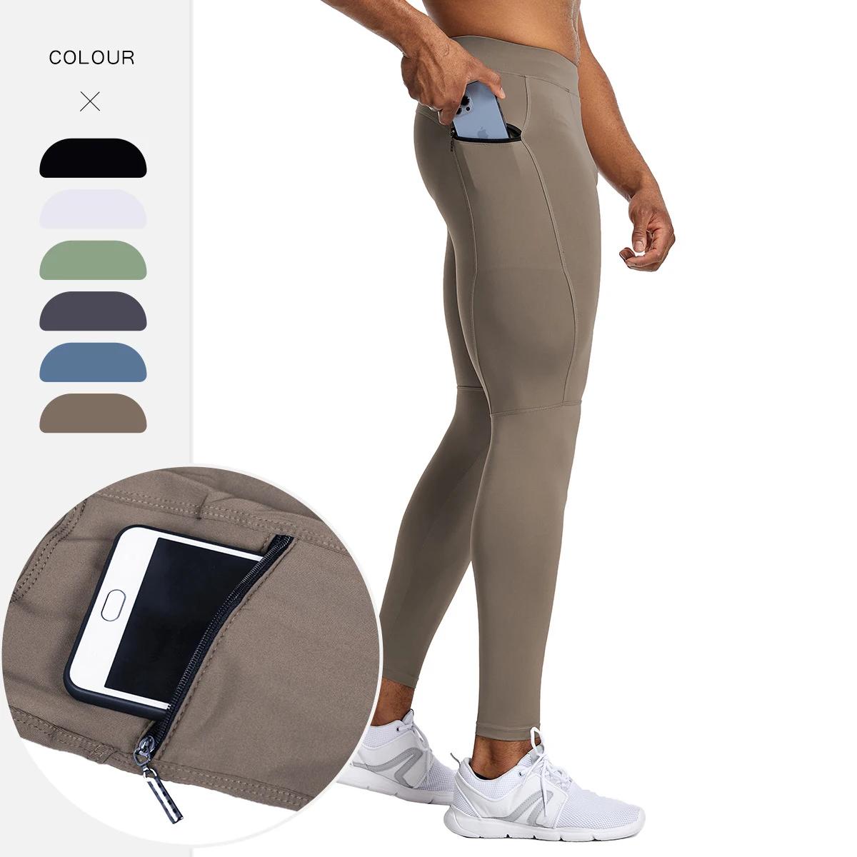Leggings de course pour hommes, collants avec poche zippée, pantalons de Compression de haute qualit