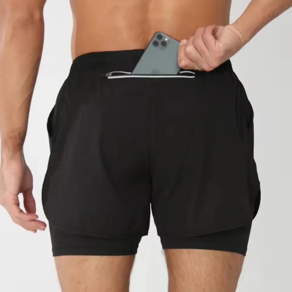 Shorts de course pour hommes, double couche, pour la gym et le fitness, pantalons de sport d'été à s