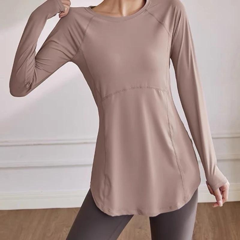 Vêtements de yoga à manches longues pour femmes, vêtements de sport pour femmes, chemisiers de cours