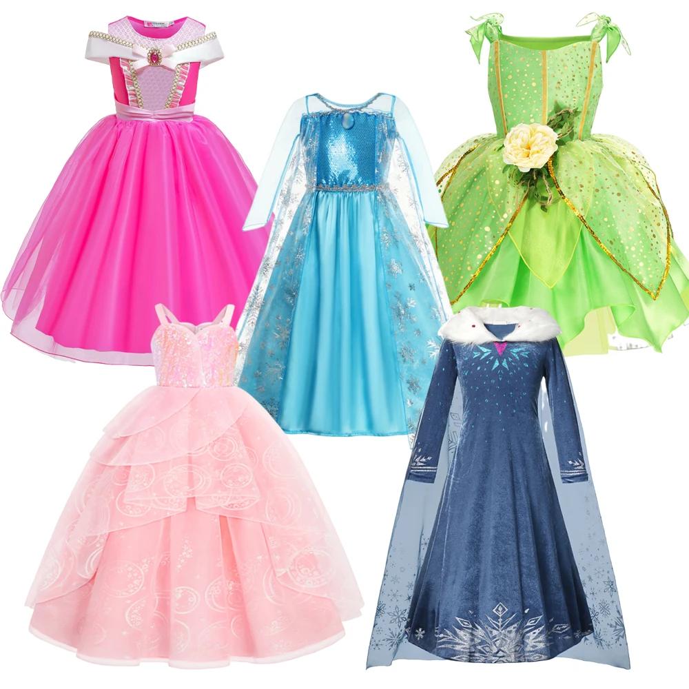 Robe à paillettes Elsa pour filles, Costume de Cosplay reine des neiges, robe de princesse de carnav