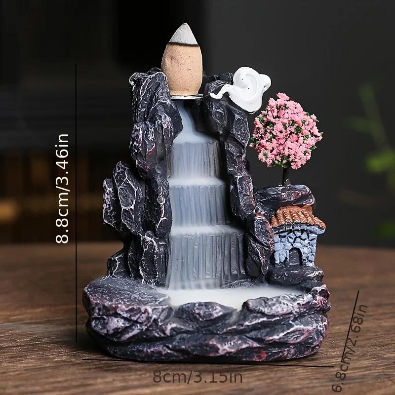 Brûleur d'encens montagnes rivière cascade parfum cheminée reflux arôme fumée Zen encensoir décorati