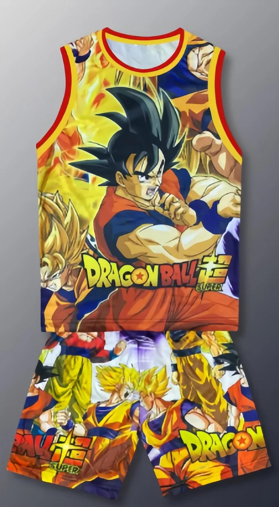 Ensemble de tenue de basket-ball Dragon Ball pour adultes et enfants, débardeur et short respirants
