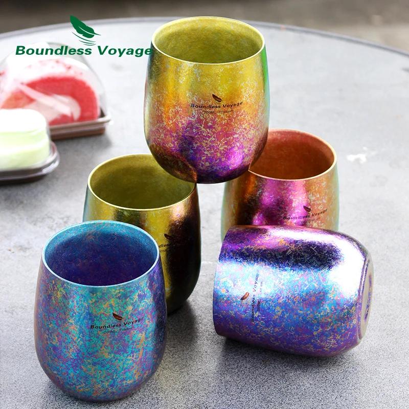 Tasse à thé Double couche colorée en titane, Voyage sans limite, avec fleur glacée, pour l'eau, le t