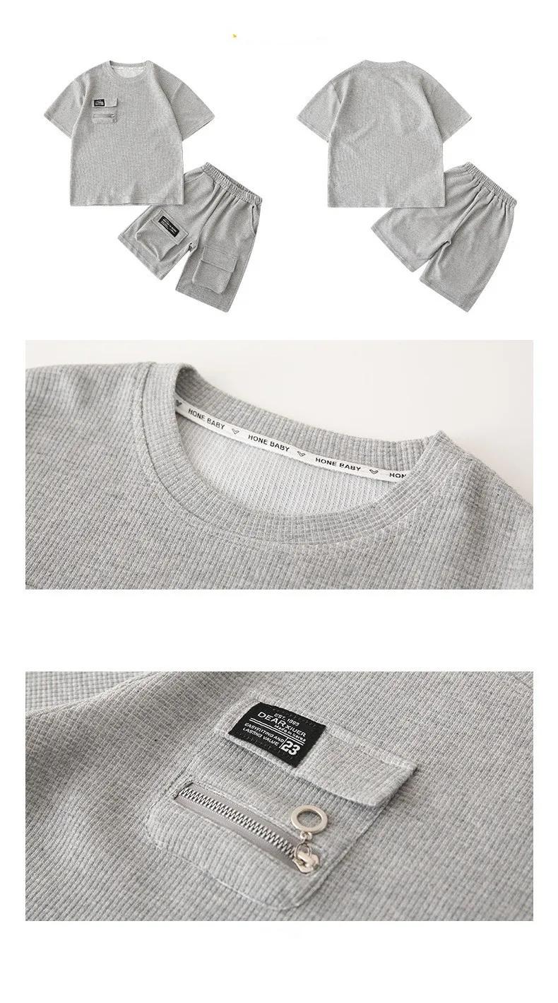 T-Shirt + short 2 pièces ensemble été enfants garçons lettre impression nouveaux enfants adolescent