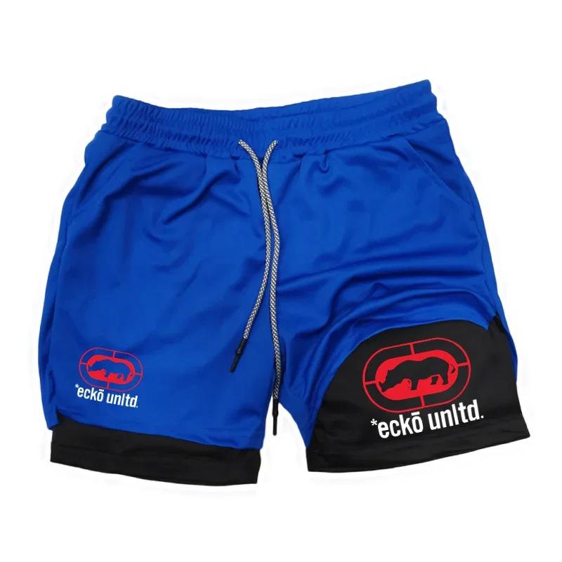 Shorts de course pour hommes 2 en 1 Shorts de sport à double couche Vêtements de sport Gym Fitness S
