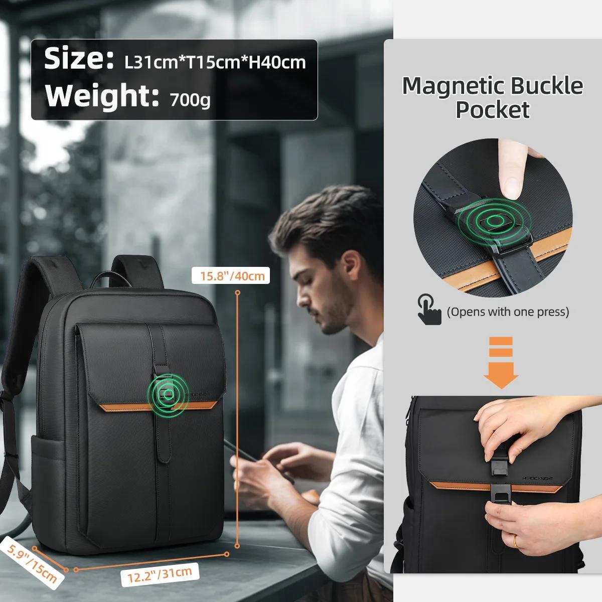 HK – sac à dos d'affaires élégant pour hommes, étanche, à rabat de 15.6 pouces, pour ordinateur port