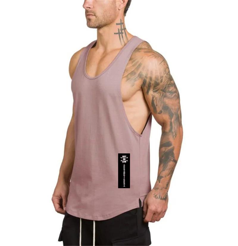 Marque Gym Sport vêtements coton Singlets musculation Stringer débardeurs hommes Fitness chemise Mus