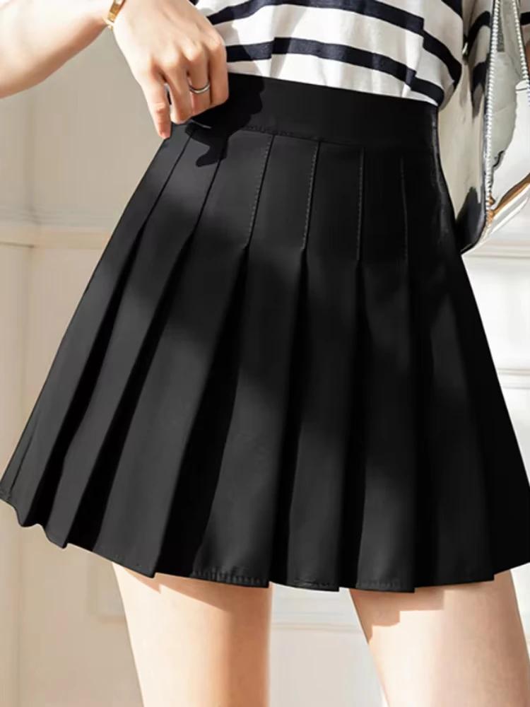 Jupes plissées blanches pour femmes, taille haute, fermeture éclair, Mini jupes de danse JK, noires,