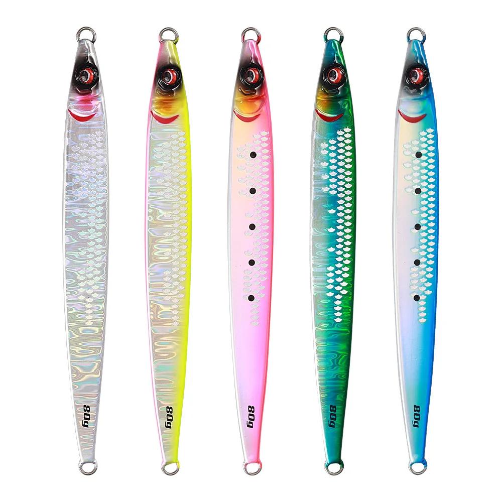 JIGGINGPRO 40g 60g 80g 100g Leurre de pêche au jigging Sardine Slider avec revêtement UV, Jig métall