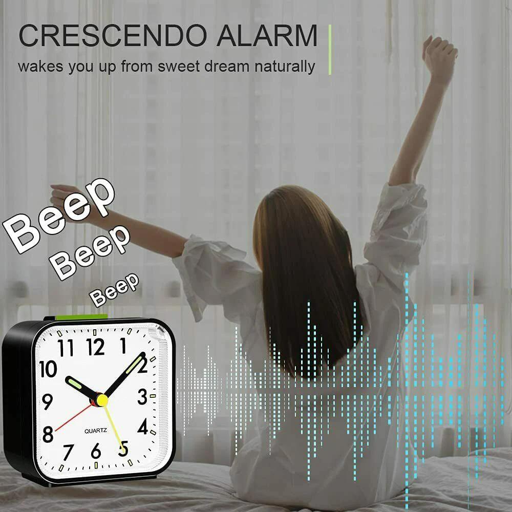 Réveil analogique silencieux, petite horloge à Quartz analogique silencieuse et sans tic-tac avec Sn