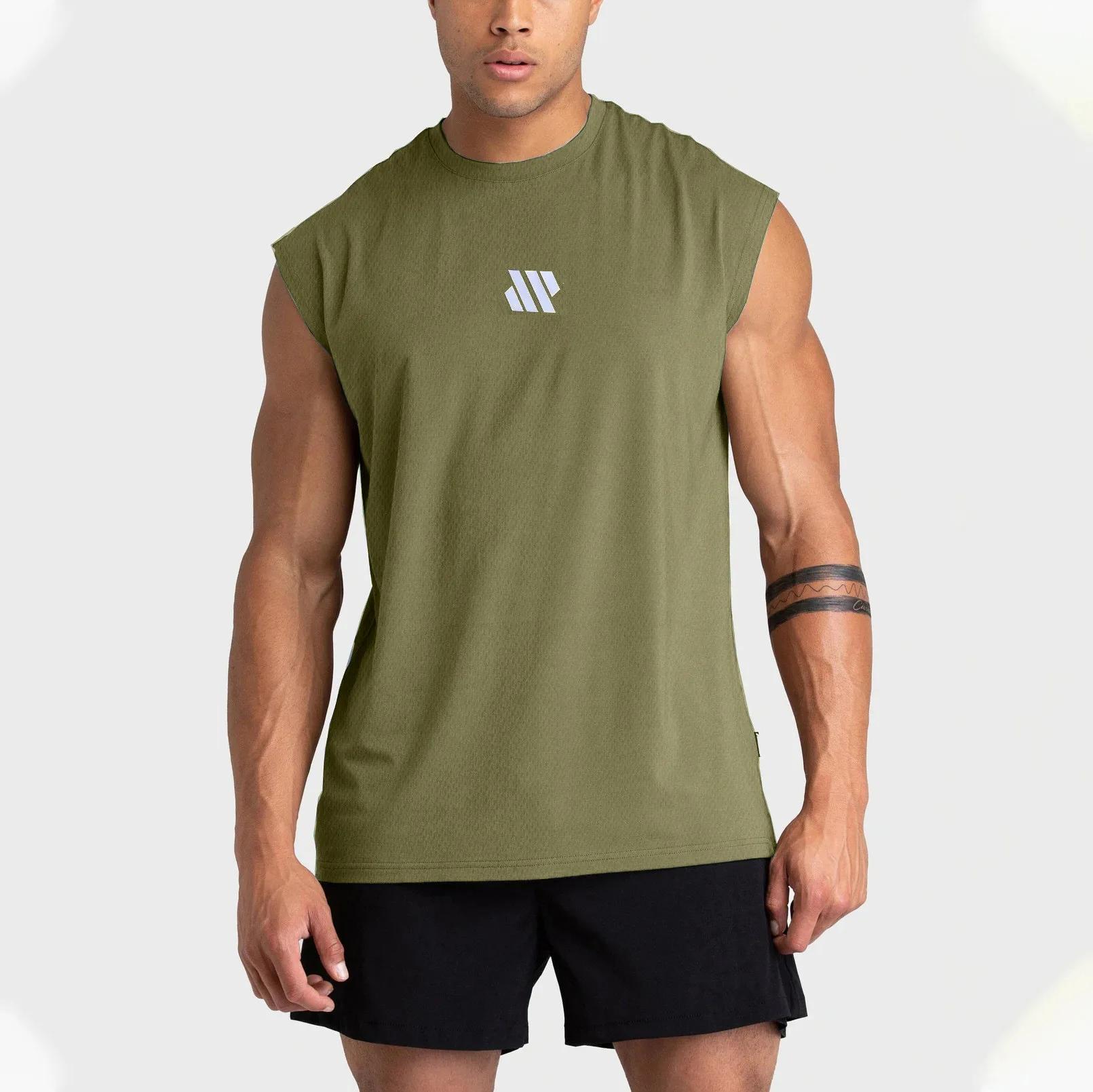 Chemise de sport sans manches pour hommes, Fitness, course à pied, gilet à séchage rapide, respirant