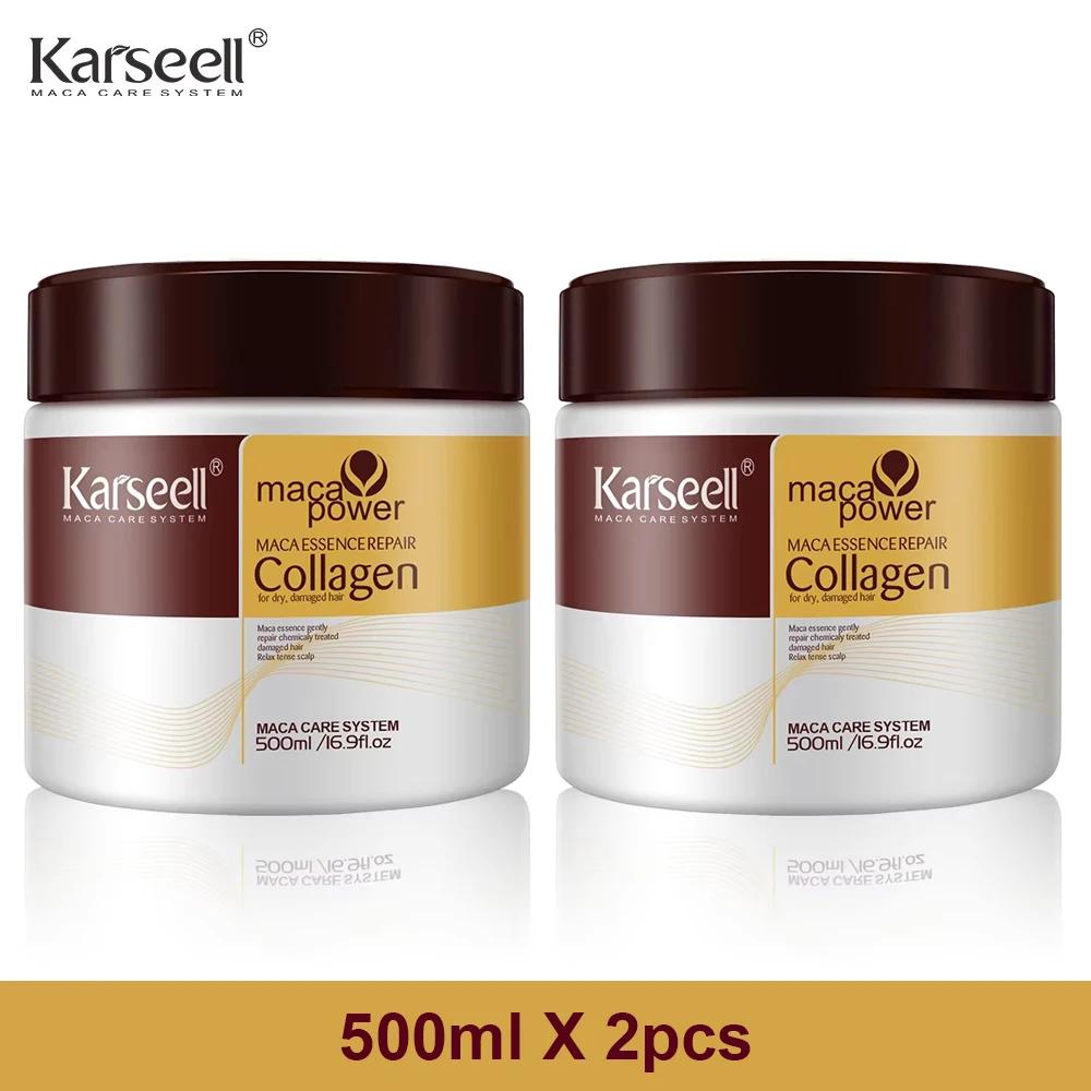 Karseell 2 pièces traitement capillaire au collagène réparation profonde conditionnement huile d'arg