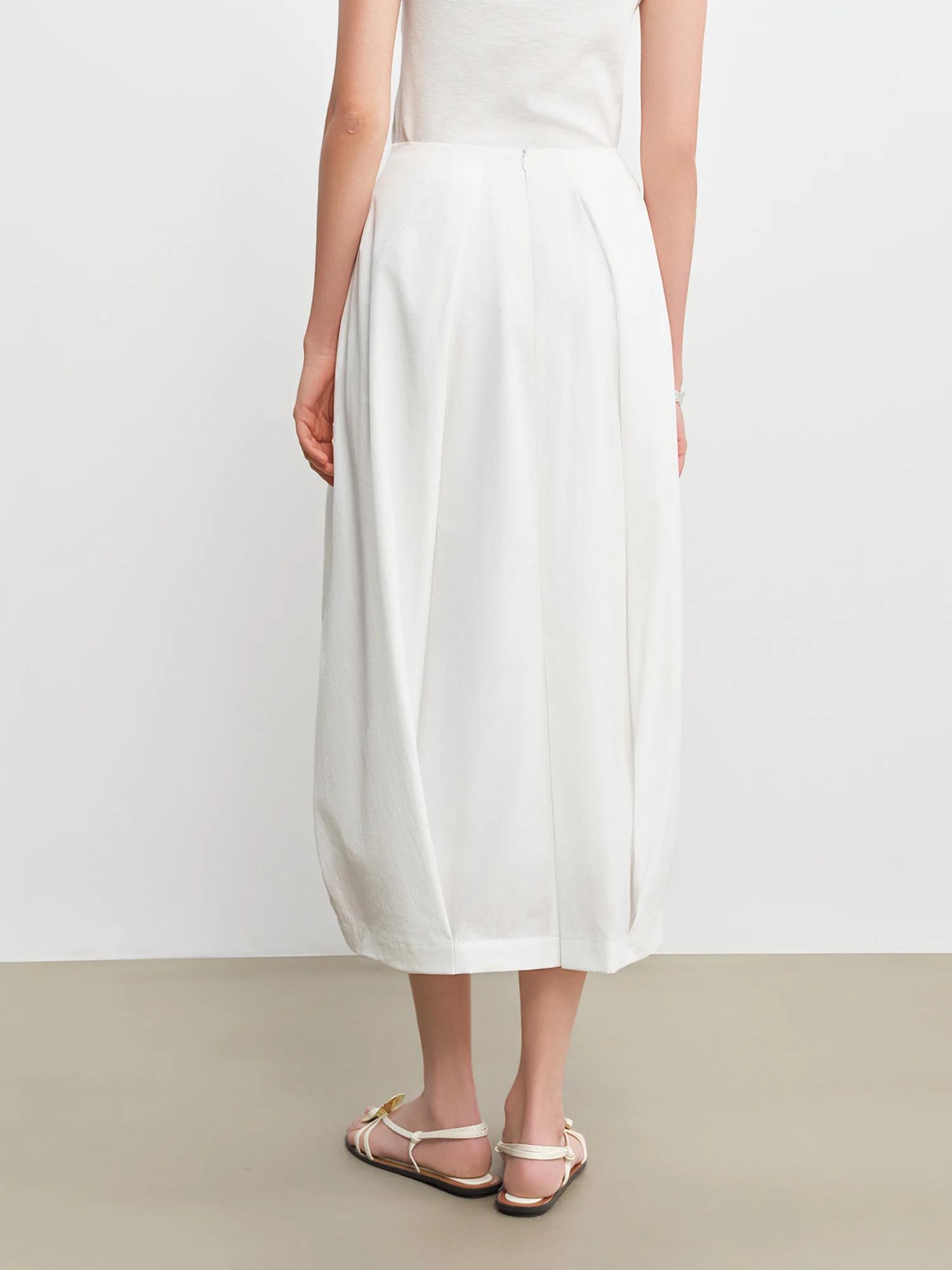 Jupe sculpturale blanche ZIQIAO Printemps 2026 pour femme - Longueur mi-longue, coupe trapèze, motif