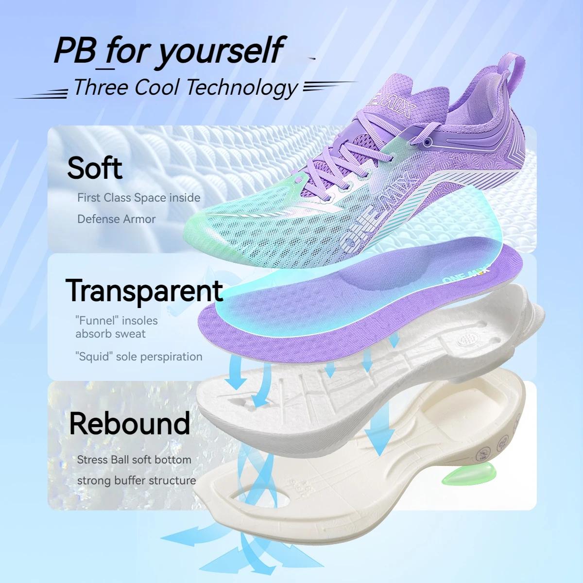 Chaussures de course de marathon ONEMIX avec plaque en carbone, soutien stable professionnel, amorti